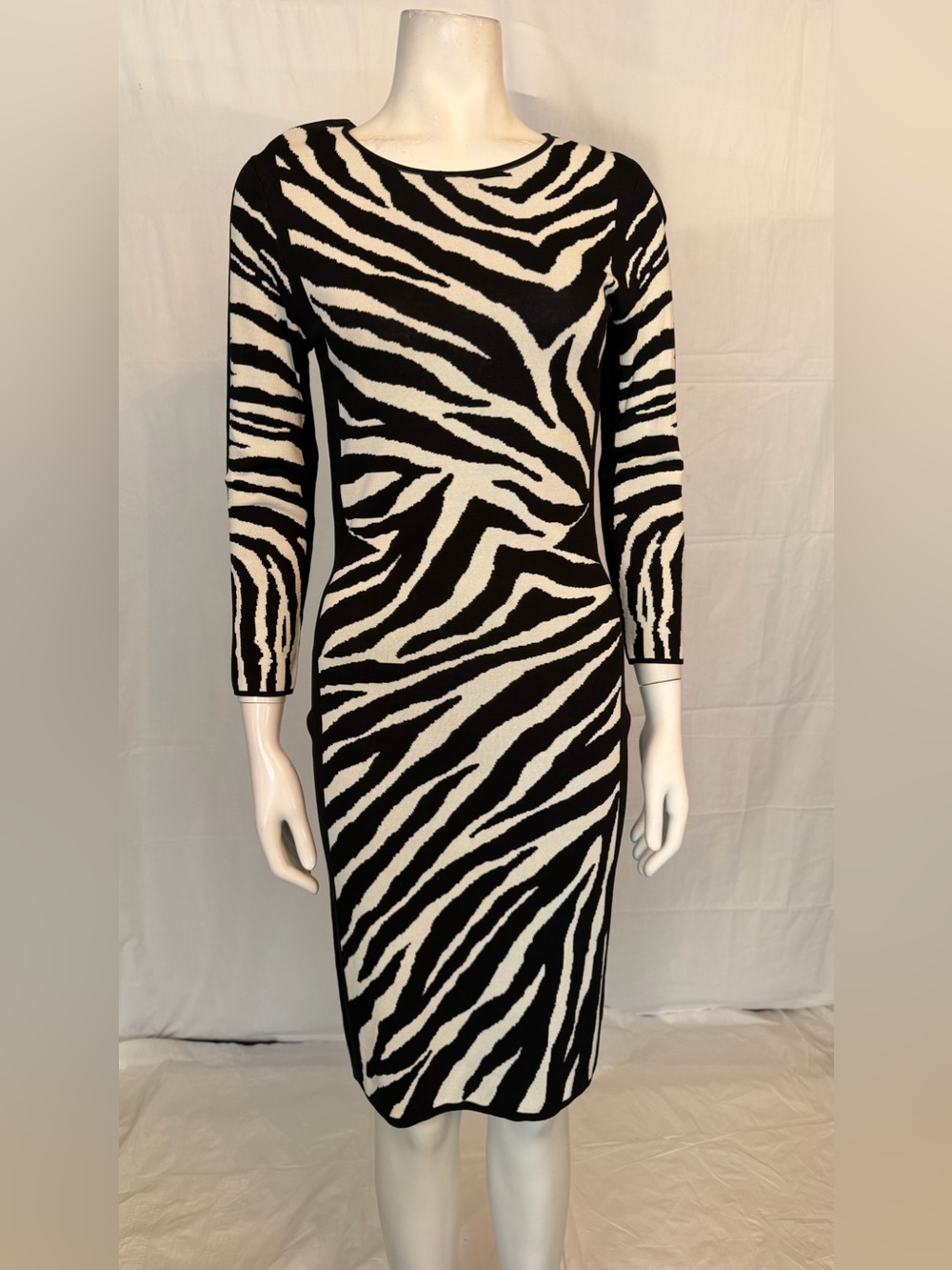 Cynthia Steffe Black and White Zebra-Print Long Sleeve Dress